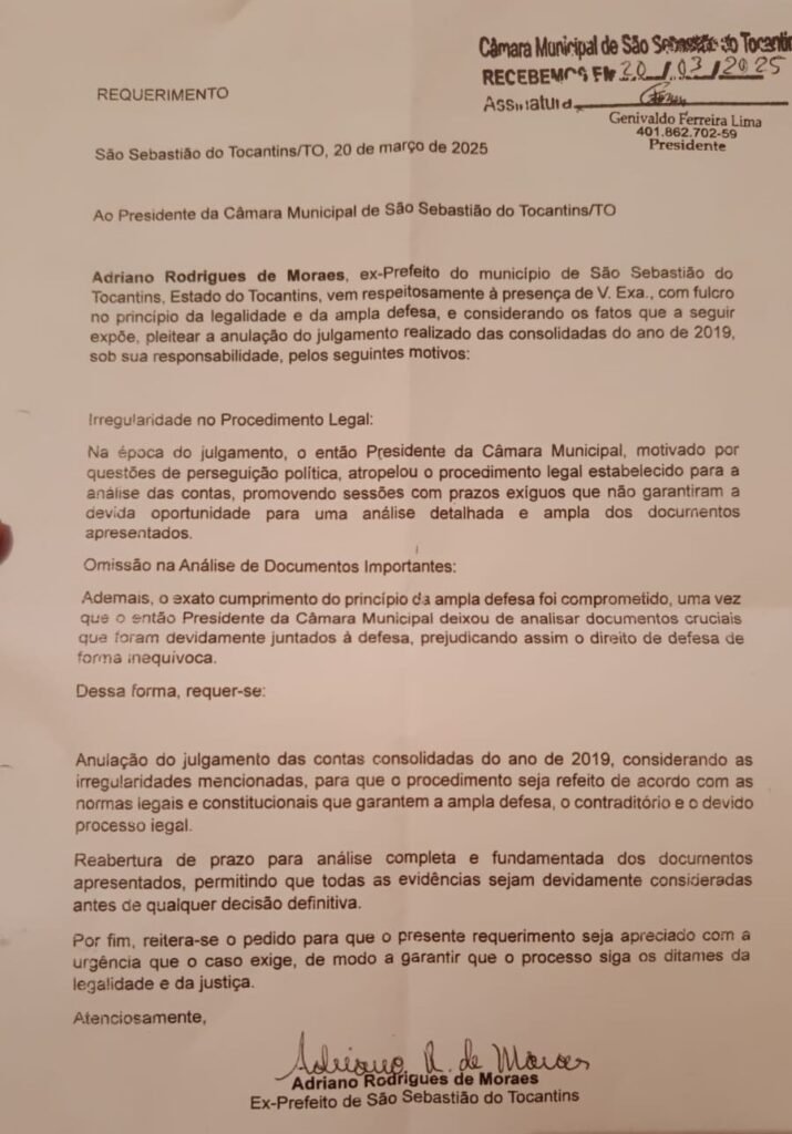 Requerimento anulação adriano