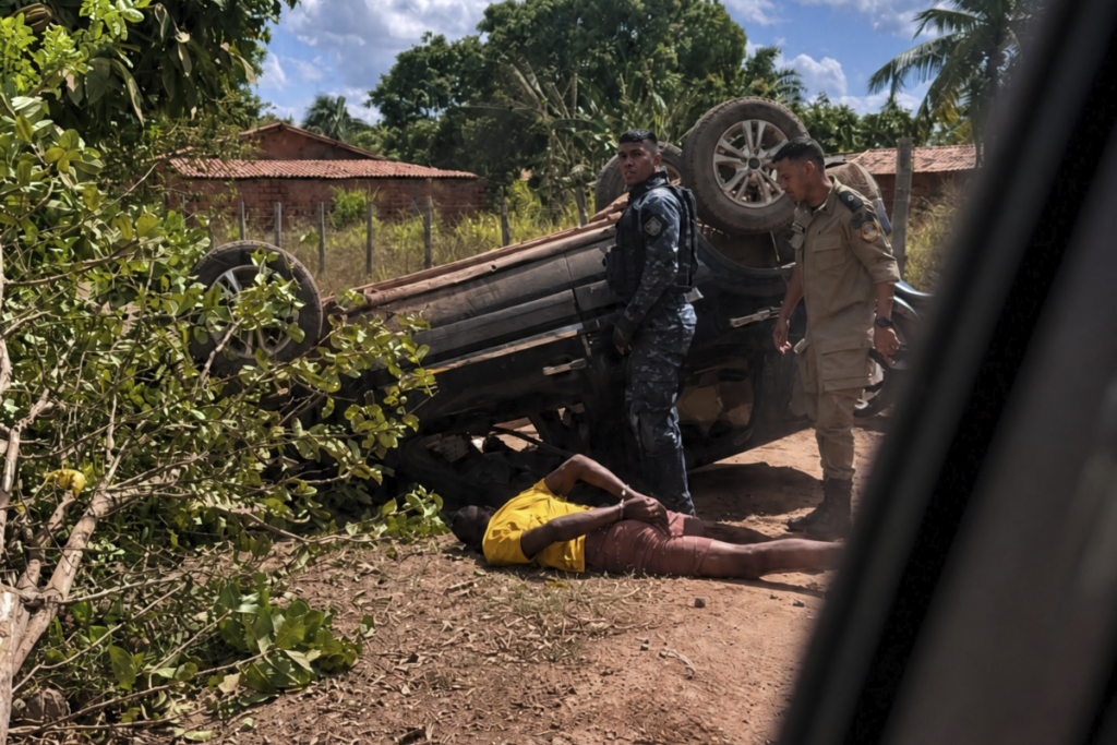 Perseguição termina com carro capotado e suspeito baleado em Bela Vista, em São Miguel do TO