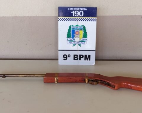 Espingarda artesanal apreendida pela PM em Augustinópolis Tocantins