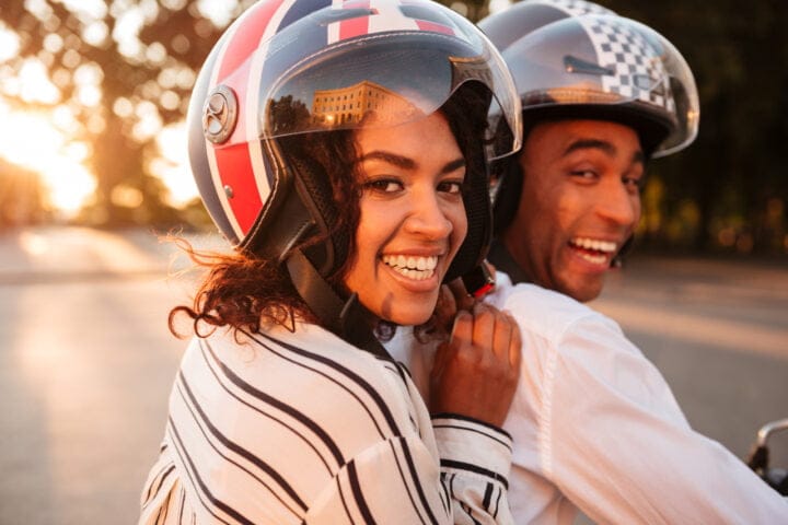 Close Up Side View Image Of Happy African Couple