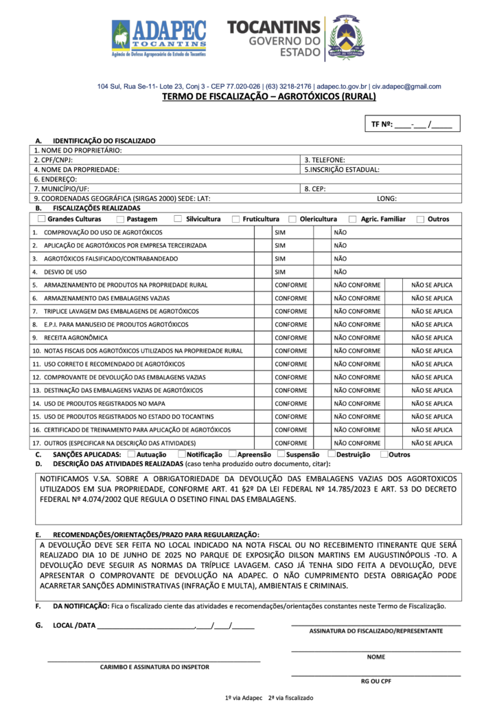 TF AGROTOXICO USO RURAL
